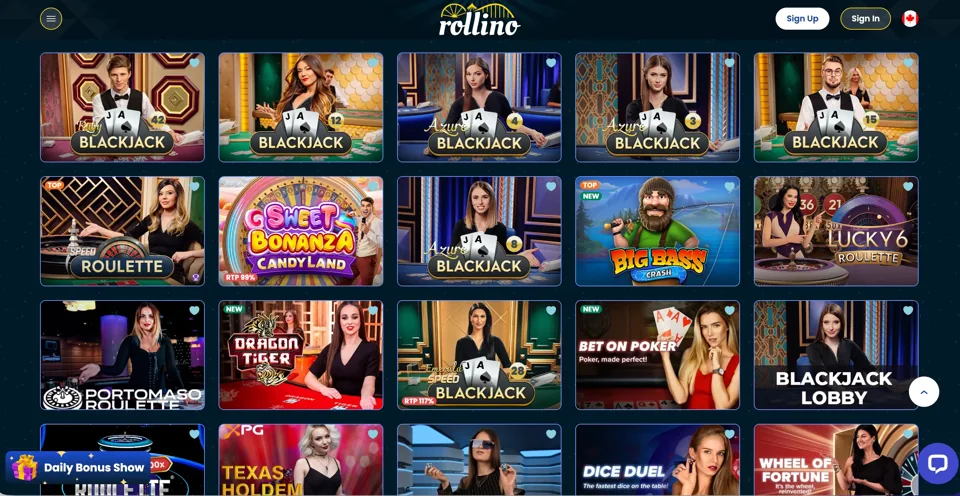 The Rollino live casino lobby