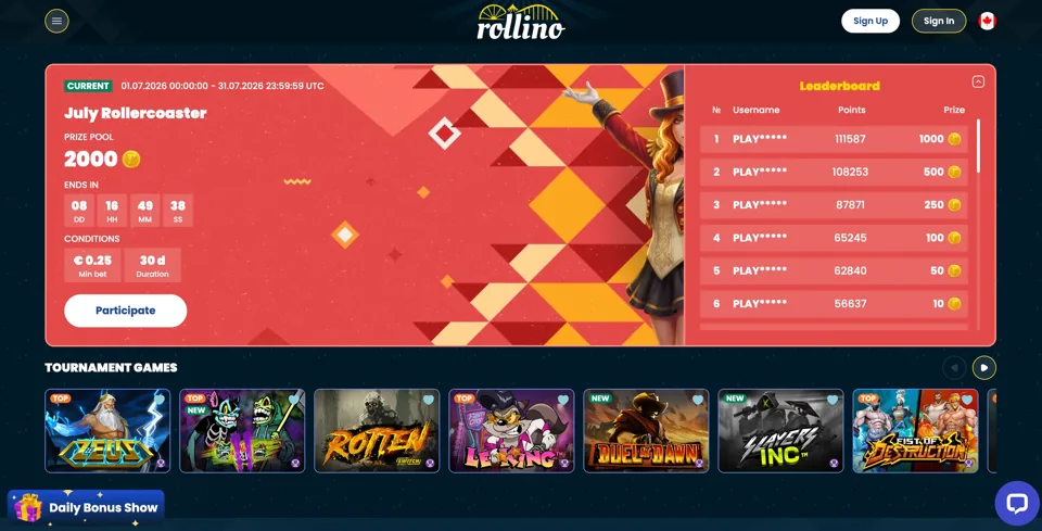 A Rollino slots tournament
